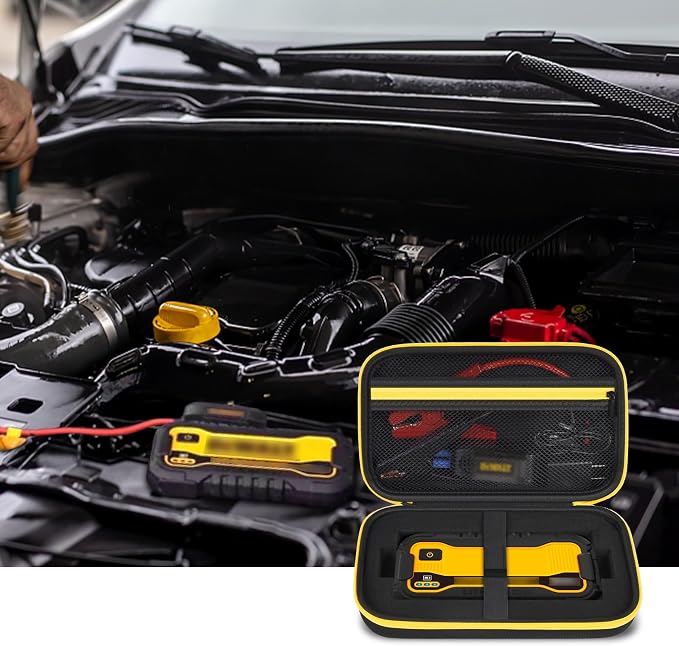 Case Compatible with DeWalt DXAELJ16 1600 Peak Amp Jump Starter Battery Booster, Portable Jumper Storage Holder Pocket for USB Power Station (Box Only) Black