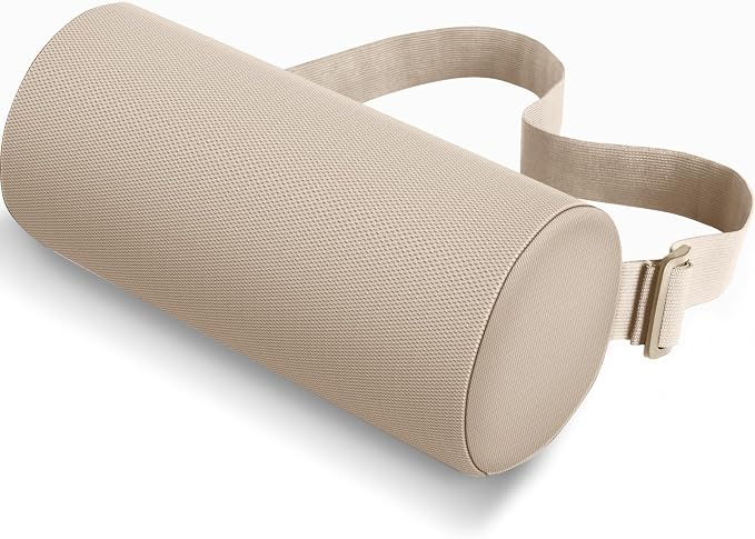 Lumbar Roll Support Pillow for Office Chair, Car, Gaming Chair, Memory Foam Back Cushion with Washable Cover for Relieving Back Pain & Improving Posture,Khaki