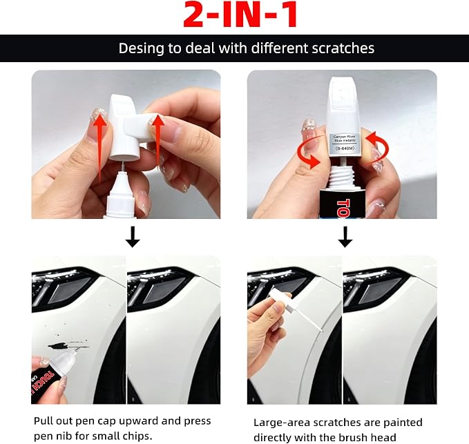 Stealth Grey(PN01) Car Touch Up Paint Compatible with Tesla 2-in-1 Car Scratch Repair Pen with Fine Tip&Brush, DIY Color-Code Matched Auto Paint for Small Rock Chips Door Scratches Paint Nicks Bumper Marks
