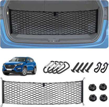 Envelope Style Cargo Net for Hyundai Tucson 2026 2025-2022 Accessories, Rear Trunk SUV Mesh Cargo Net, Upgraded 5mm Bungee & Double-Layer Nylon Storage Tailgate Netting Grocery&Tools Holder Organizer