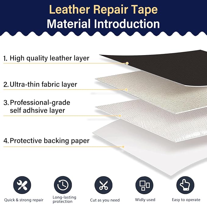 Zenyao Leather Repair Patch Tape - Self Adhesive Leather Repair Kit for Car Seat Furniture, Heavy Duty Vinyl Repair Patch for Couch Sofa, Waterproof Fix for Tears, 12x30 Inch Roll, Dark Brown
