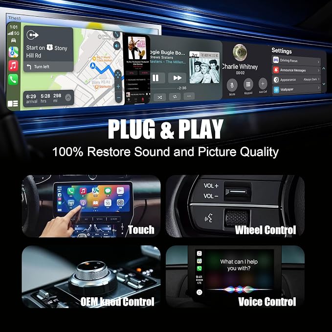 2-in-1 Mini Wireless CarPlay Adapter for Apple iPhone & Android Auto Adapter,2025 Upgrade Wired to Wireless,Plug & Play, Fast Stable Connection Car Play for iOS 10+/Android 11+,USB-A/Type-C Cable