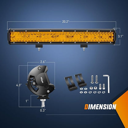 Nilight 20 Inch 420W LED Light Bar Amber Triple Row Flood Spot Combo Driving Boat Led Off Road Lights with 16AWG Wiring Harness Kit-1 Lead, 2 Year Warranty (ZH706)