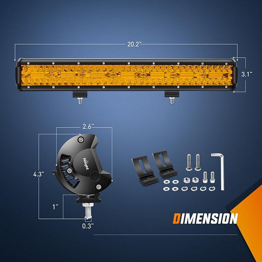 Nilight 20 Inch 420W LED Light Bar Amber Triple Row Flood Spot Combo Driving Boat Led Off Road Lights with 16AWG Wiring Harness Kit-1 Lead, 2 Year Warranty (ZH706)