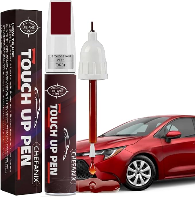 Barcelona Red Pearl (3R3) Touch Up Paint Pen Compatible with Toyota - Exact Color Match, 2-in-1 Brush & Pen,Car Paint Scratch Repair Kit for RAV4/Camry/Corolla/Tacoma/Highlander/Sienna