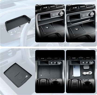 BIBIBO 2Packs for 2026 Honda Passport Console Organizer 2026 Honda Passport Center Console Organizer+Wireless Charging Mat 2026 Passport Console Insert Organizer