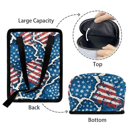 Talayituse Vintage American Flag Paper Print Car Trash Bin, Large Size Auto Trash Can Adjustable Portable Garbage Can with Lid, Vehicle Hanging Bag for Headrest Front Back Seat 4th of July Decor