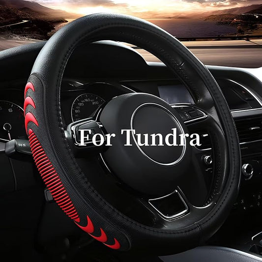Yangday Leather Steering Wheel Cover for Toyota Tacoma 4Runner Tundra, 15.5-16 inches Car Steering Wheel Cover with Anti-Slip Massage Particle (Red)