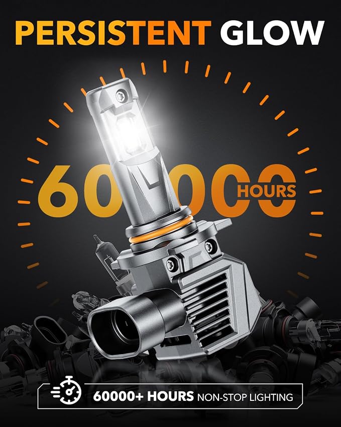 OXILAM 9012 LED Light Bulb, 70,000 Lumens 1300% Brighter 6500K Cool White, Anti-Flicker, 60,000 Hours Lifespan, Plug and Play, IP68, 99% Compatible for Cars Trucks SUVs, Pack of 2