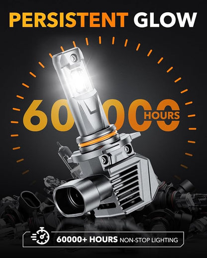 OXILAM 9012 LED Light Bulb, 70,000 Lumens 1300% Brighter 6500K Cool White, Anti-Flicker, 60,000 Hours Lifespan, Plug and Play, IP68, 99% Compatible for Cars Trucks SUVs, Pack of 2