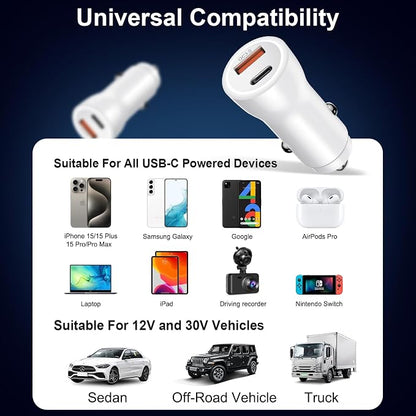 iPhone 17 16 15 Car Charger, [Apple MFi Certified] USB C Car Charger 43W Fast Charging with 3.3 FT Type C to C Cable, USB Car Adapter for iPhone 17/17 Pro/17 Pro Max/Air/16/15