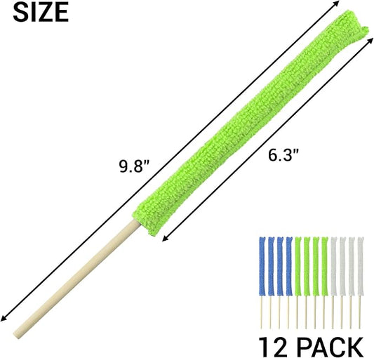 12 Pcs Microfiber Detail Duster Sticks Crevice Cleaning Brush Microfiber Stick Duster Mini Detail Dusters for Cleaning Home, Keyboards, Car Window The Small Spaces