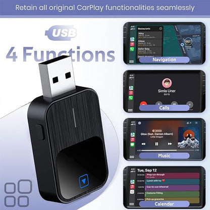Sehawei 2-in-1 Wireless CarPlay/Android Car Adapter 2025 Upgrade Wired CarPlay to Wireless Mini USB & Reset Button Design for Cars Built-in CarPlay/Android Car