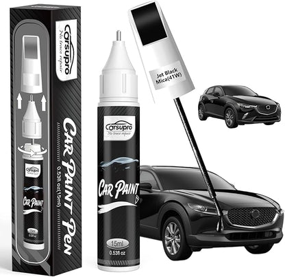 Jet Black Mica(41W) for Mazda Touch Up Paint Pen, 2 in 1 Car Scratch Remover with Pen Tip and Brush, Precise Color Match for Car Paint Scratch Repair, Quickly and Easily Fix Chips and Nicks