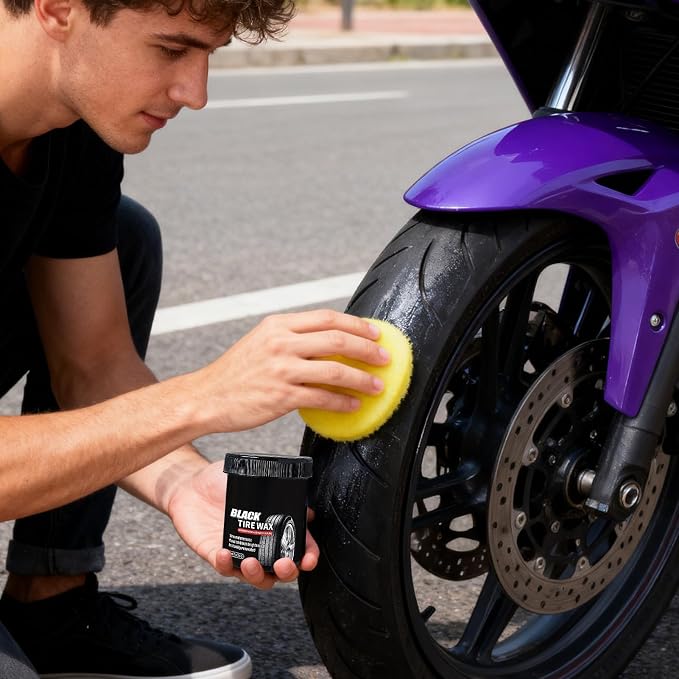 Tire Polish | 150g Rim Maintenance Cream | with Sponge Waterproof Tire Cleaner and Shine,for Vehicle Exterior Automotive Truck Trailer Tractor RV SUV