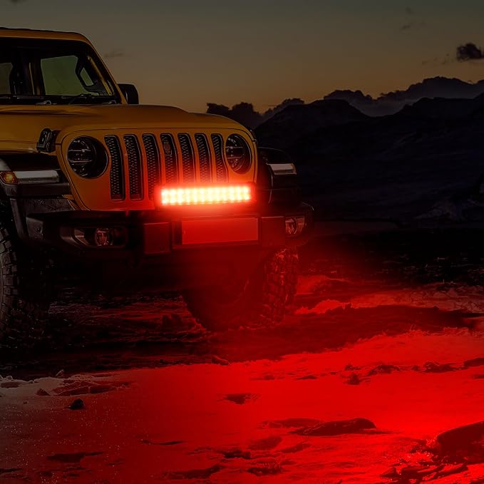Nilight LED Light Bar 12 Inch 72W Spot Flood Combo Red Beam Off Road Lights Fishing Hunting Emergency Deck Boat Work Lighting for Trucks UTV Pick-up Van Boat Tractor