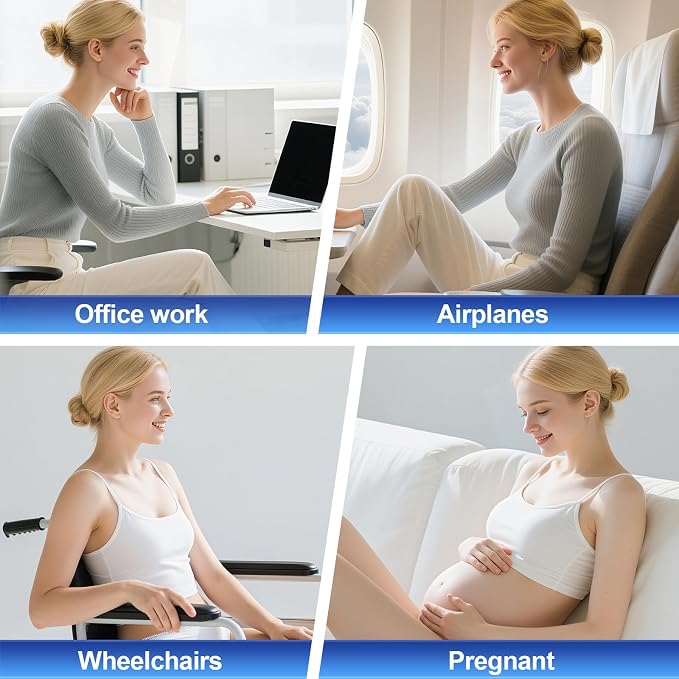 Lumbar Support Pillow, Ergonomic Back Cushion for Office Chair with Adjustable Straps & Detachable Breathable Cover,Memory Foam Car Lumbar Pillow, Back Support Pillow for Car, Office,Bed Rest(Pink)