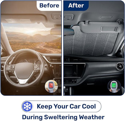 GENANY Moo Deng Windshield Cover for Car SUV Truck (55x30 Inches), Foldable Heat Shield, Shades for Front Windows, Protector Blocks UV, Car Decor