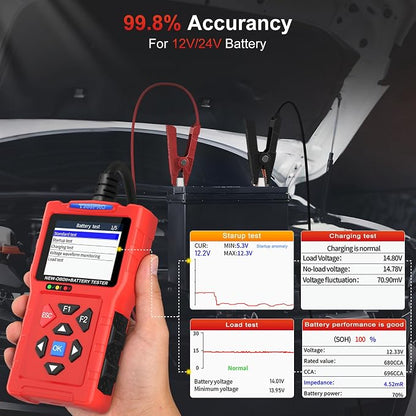 TopDiag T300PRO Car Code Reader & 12V/24V Battery Tester, Automotive Scan Tool for Check Engine Light, Live Data, and Car Battery Health Analyzer for DIYer