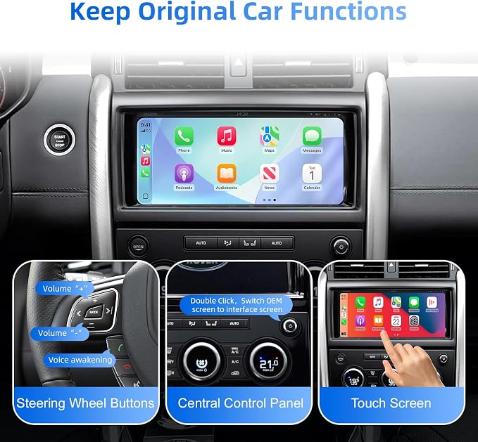 Wireless CarPlay Android Auto Adapter Decoder Retrofit Kit Fits Land Rover & Jaguar 2016-2019 with Harman Headunit 10.25" Screen, Supports Airplay/Mirror Link/Backup Camera/USB Drive/Navi