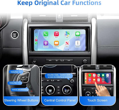 Wireless CarPlay Android Auto Adapter Decoder Retrofit Kit Fits Land Rover & Jaguar 2016-2019 with Harman Headunit 10.25" Screen, Supports Airplay/Mirror Link/Backup Camera/USB Drive/Navi