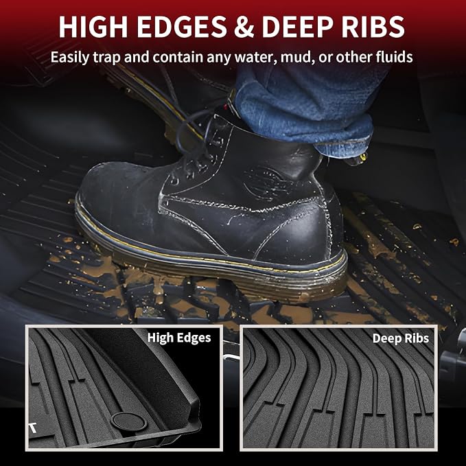 LASFIT Floor Mats Fit for Volkswagen ID.4 2021-2026, Custom Fit TPE All Weather Waterproof Floor Liners 1st & 2nd Row Car Mats, Black