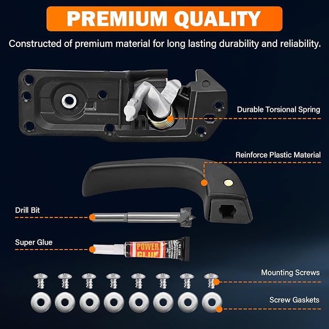 Interior Door Handles Left Right Front Rear Side Replaces 20833606 20833602 | Compatible with 2007-2013 Chevy Silverado Tahoe Suburban Avalanche GMC Sierra Yukon 1500 2500 3500 HD