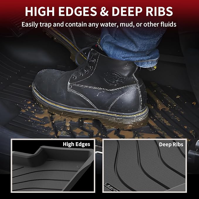 LASFIT Floor Mats for 2019-2026 Porsche Cayenne, 3D Laser-Measured Custom Fit All Weather TPE Floor Liners, Front & Rear Rows, Black