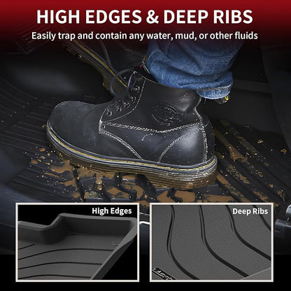 LASFIT Floor Mats for 2019-2026 Porsche Cayenne, 3D Laser-Measured Custom Fit All Weather TPE Floor Liners, Front & Rear Rows, Black