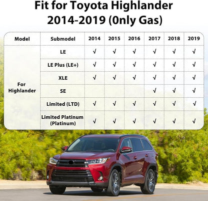 Floor Mats for Toyota Highlander 2014-2019, All Weather Protection Custom Fit Floor Liners TPE Rubber Car Mats for Highlander, Waterproof Anti-Slip Car Liners Accessories for 1st & 2nd Row Mats
