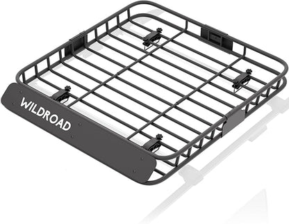 Wildroad Roof Rack Cargo Basket, Upgraded 4” Fence Car Roof Basket, 43"x 39"x 4" Universal Car Top Luggage Holder Carrier Basket Fits for SUV Truck Cars