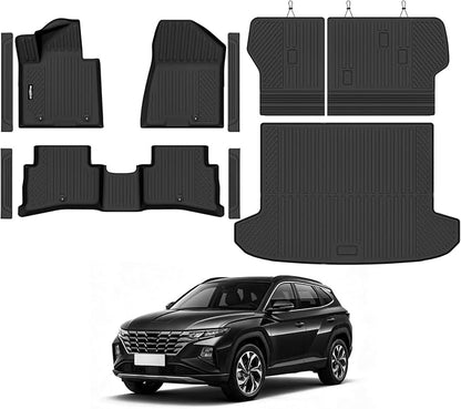 Floor Mats for 2019-2021 Hyundai Tucson, Trunk Mat and Backrest Mat & Door Sill Guard All Weather TPE Protector for Hyundai Tucson Accessories