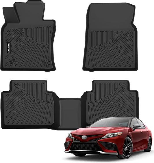 Floor Mats for 2018 2019 2020 2021 2022 2023 2024 Toyota Camry (FWD Only, Not for Hybrid) All Weather Protection TPE Rubber Full Set Floor Liners 2024 Camry Accessories, Odorless Anti-Slip, Black