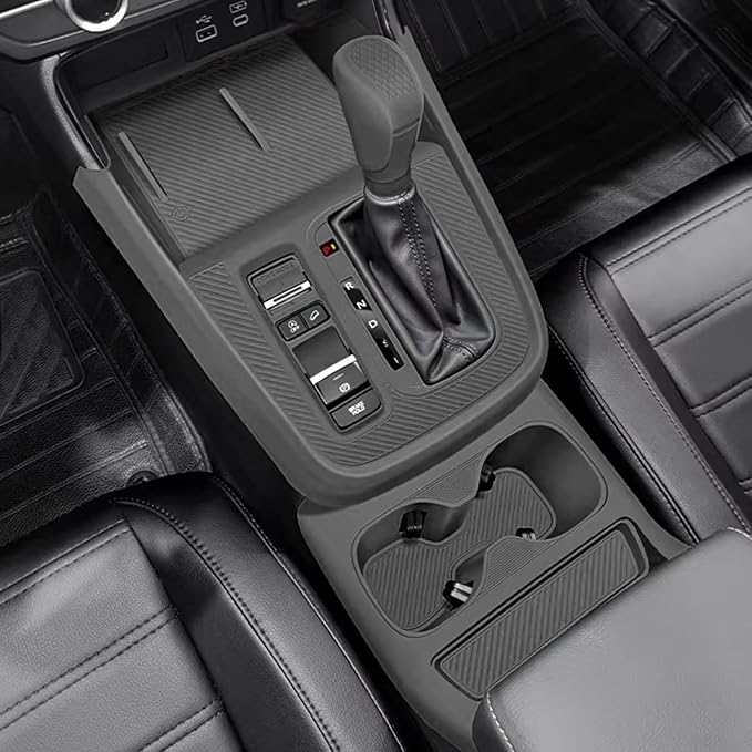 Temmis Center Console Silicone Organizer with Cup Holder for Honda CRV 2023-2026, Full-Wrap Center Consel Electrostatic adsorption Cover for Honda CRV-Black