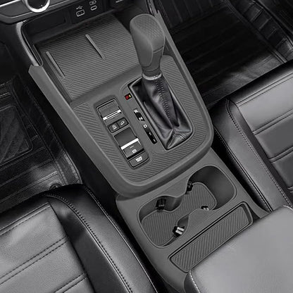 Temmis Center Console Silicone Organizer with Cup Holder for Honda CRV 2023-2026, Full-Wrap Center Consel Electrostatic adsorption Cover for Honda CRV-Black