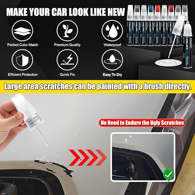 Car Touch Up Paint(Diamond Black Crystal(PXJ/KXJ)) for Chrysler, Car Paint Scratch Repair Kit, Quick & Easy Solution to Repair, 2 in 1 Scratch Remover Pen with 2PCS Disposable Micro Applicators