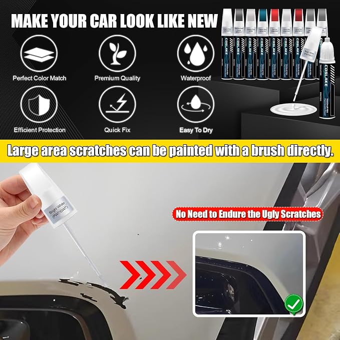 Car Touch Up Paint(Bright White(PW7/GW7)) for Chrysler, Car Paint Scratch Repair Kit, Quick & Easy Solution to Repair, 2 in 1 Scratch Remover Pen with 2PCS Disposable Micro Applicators