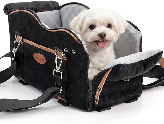 Woochpet Small Dog Car Seat, Auto Booster for Pet Travel, Portable Carrier Bed with Safety Leash Up to 9 lbs