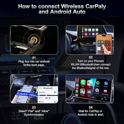 Wireless CarPlay Android Auto Adapter AI Magic Box, Built-in Play Store Netflix YouTube TikTok, HD Screen Mirroring, Plug and Play Video Adapter for OEM Factory Wired CarPlay Vehicles