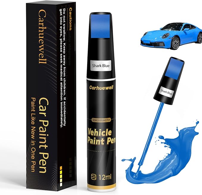 Blue Touch Up Paint for Cars, Auto Car Paint Touch Up Paint Pen for Deep Scratches, Car Scratch Repair Pen, Quick and Easy Solution to Repair Minor Automotive Scratches (Shark Blue)