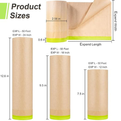 MyLifeUNIT Masking Paper, Automotive Masking Paper Roll with Tape for Painting Protection Covering (1 Rolls, 24 inch x 50 feet)