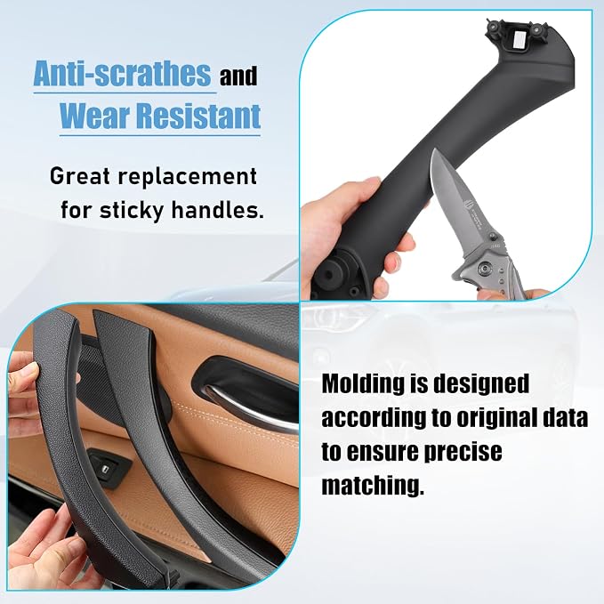 Compatible with BMW 3 Series Door Handle Replacement E90/E91/E92/E93 2004-2011,6PCS Left and Right Passenger Interior Door Pull Handle Set for BMW 318i,320i,323i,325i,328i,330i,335i(Black)