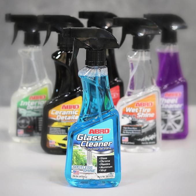 ABRO Glass Cleaner, 16 oz., Cleaning Supplies, Car Accessories, Car Window Cleaner, Glass Cleaner Spray, Remove Dirt and Grime, Streak Free Results