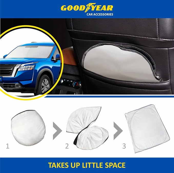 Goodyear Foldable Windshield Sunshade for Nissan Pathfinder 2022-2026, SUV car Accessories, Sunshade Cover, Sun Shade Car Windshield, Window Sun Blocker - GY008343