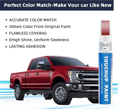 Ruby Red Metallic Tinted Clearcoat(RR) Touch Up Paint Compatible with Ford 2-in-1 Car Scratch Repair Pen for Rock Chips, Door Scratches&Paint Nicks Exact Color Match Quick Dry DIY Fix for F-150