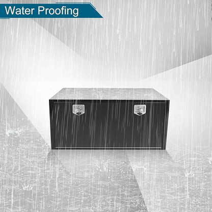 48"X23"X23" Underbody Truck Box Black Heavy Duty Steel Trailer Box Pick Up Truck Tool Box Storage Organizer w/Lock & eys