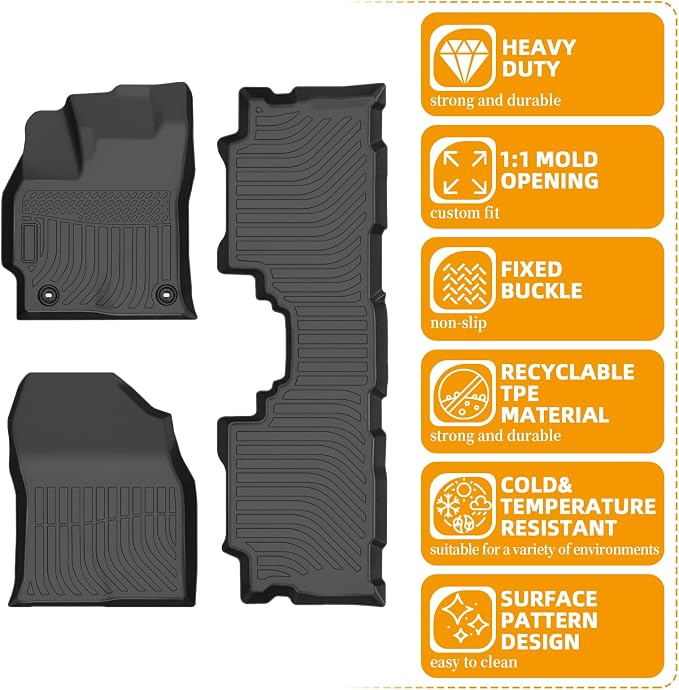 Floor Mats for Toyota Prius 2004-2006 2007 2008, 2005 2009 Prius Floor Mats, NOT Hybrid, NOT for Prius c & Prius v, 2nd Gen Prius TPE Non-Slip Waterproof 1st & 2nd Row