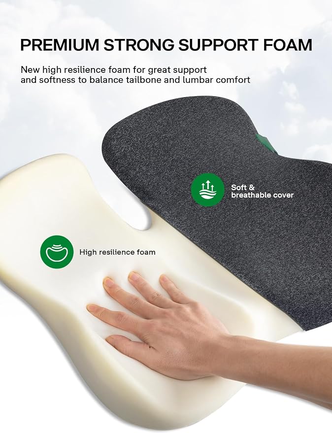 Medisana Seat Cushion, SC 200B Seat Cushions for Office Chairs, Car Seat, Wheelchair - Sciatica & Tailbone & Coccyx Pain Relief Pillow for Driver Sedentary People（Size:22.8 * 16.5 * 4.3 in-Black）