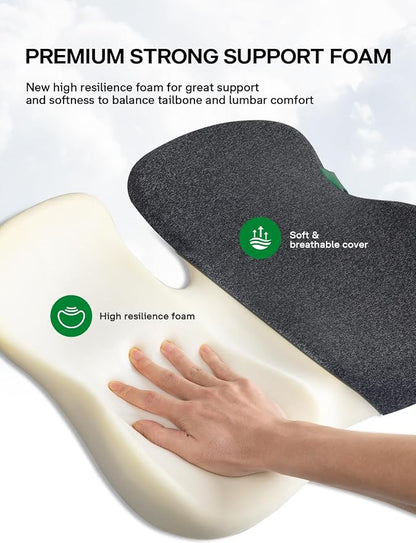Medisana Seat Cushion, SC 200B Seat Cushions for Office Chairs, Car Seat, Wheelchair - Sciatica & Tailbone & Coccyx Pain Relief Pillow for Driver Sedentary People（Size:22.8 * 16.5 * 4.3 in-Black）