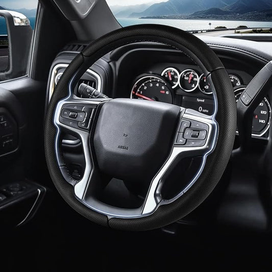 Steering Wheel Cover for Chevy Silverado 1500 2019-Present/ 2500 3500 2020-Present/Blazer 2019-Present (Gasoline Models)/ Suburban Tahoe 2021-2024, Car Steering Wheel Cover Accessories for Chevrolet